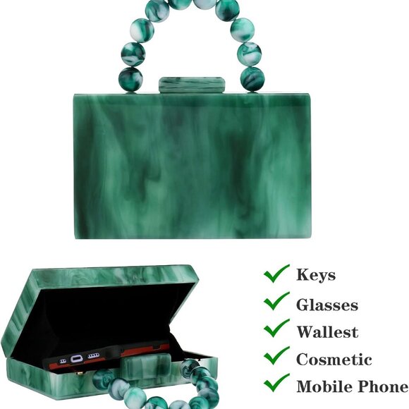 Acrylic Purses Evening Clutch Bag Marbling Handbags for Women Cross Body Bag wit - Picture 4 of 7